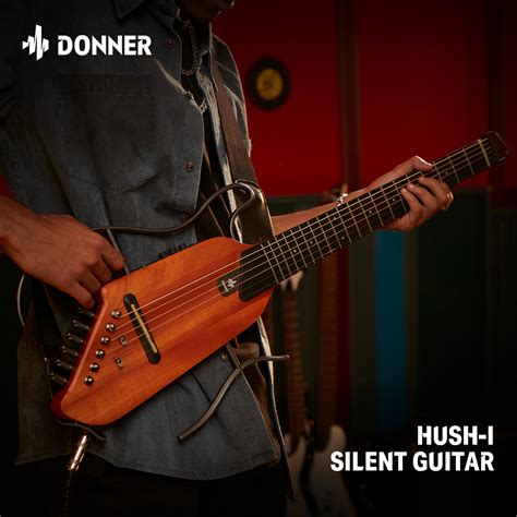 Donner HUSH Acoustic Electric Travel Guitar Headless Perform Silent