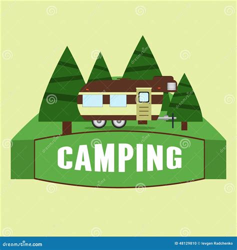 Rv Camping Illustration Vector Stock Vector Image 48129810