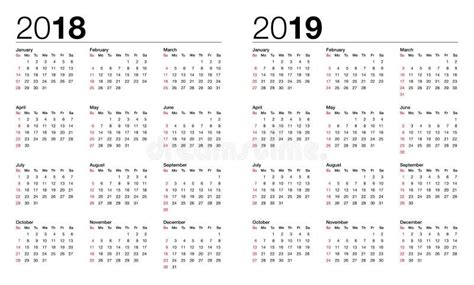 Kalender För Enkel Design Med år 2019 2020 2021 2022 2023 Vektor