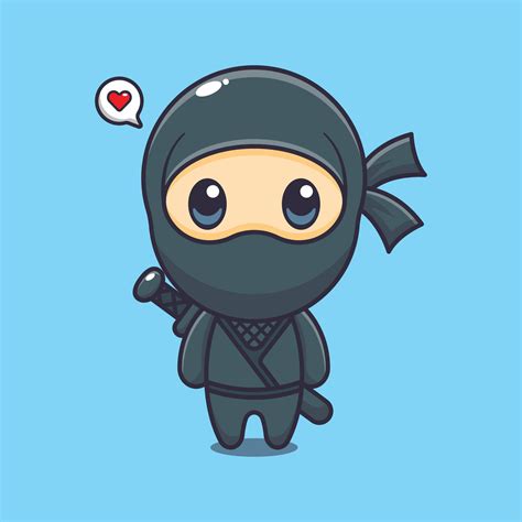 Cute ninja cartoon vector illustration. 26786005 Vector Art at Vecteezy