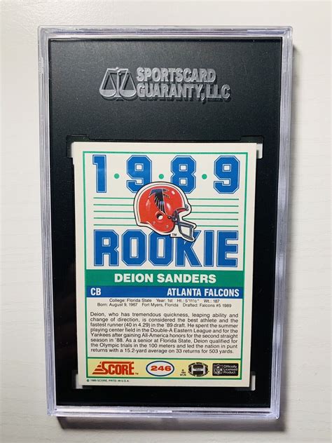 1989 Score Deion Sanders Atlanta Falcons RC Rookie Card 246 SGC 8 5