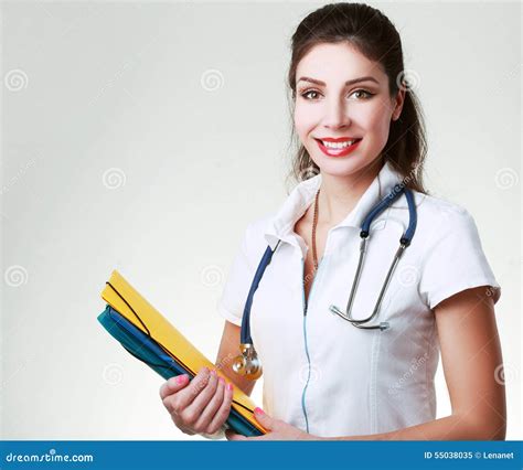 Doctor With Folders Stock Image Image Of Face Practitioner 55038035