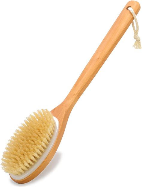 Haysna Back Brush For Shower Wooden Long Handle Shower Brush Natural Bristles Of