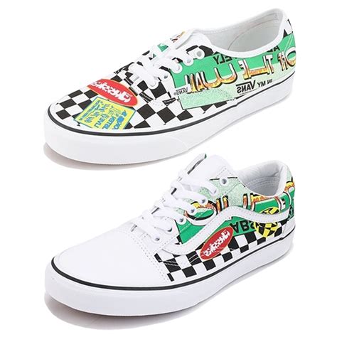 Vans รองเท้าผ้าใบ Authentic Old Skool Vans Collage True White Print