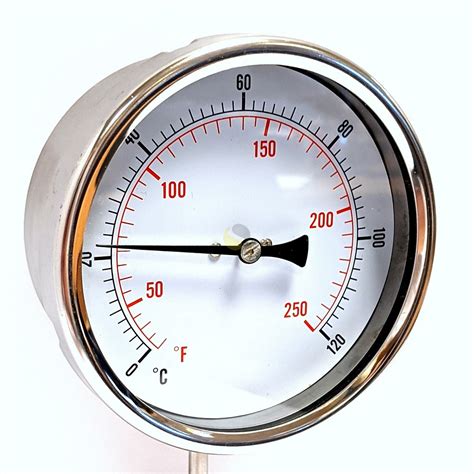 Dial Thermometer Bimetal Type Stainless Steel 100mm Temperature Gauge