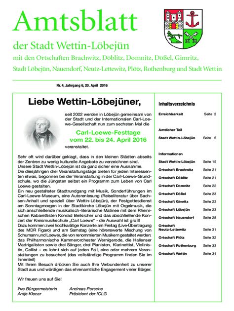 Ausfüllbar Online Amtsblatt der Stadt Wettin Lbejn PDF Free Download