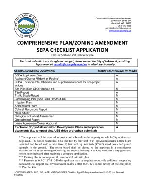 Fillable Online Sepa Checklist Application City Of Lakewood Fax Email