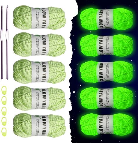 Amazon InswsdiaRic 5 Rolls Glow In The Dark Yarn Glow Yarn For