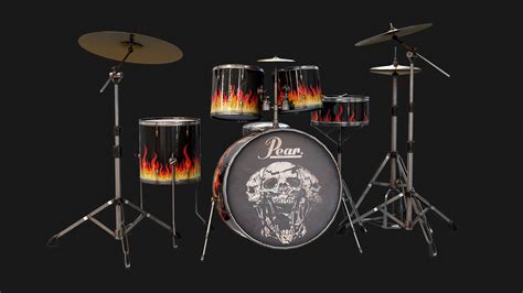 ArtStation - Drum Kit - Game ready props | Game Assets