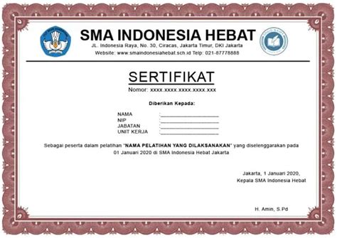 Contoh Sertifikat Pelatihan Yang Bisa Dijadikan Referensi