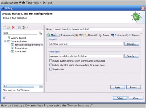 How Do I Debug A Dynamic Web Project Using The Tomcat Bootstrap Web