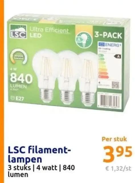 Lsc Filament Lampen Stuks Watt Lumen Aanbieding Bij Action