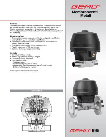 Gemu Pneumatically Operated Diaphragm Valve Datenblatt Manualzz