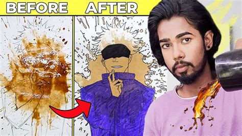 I Made Gojo Satoru Using Spilled Coffee Art Jujutsu Kaisen S2 Youtube