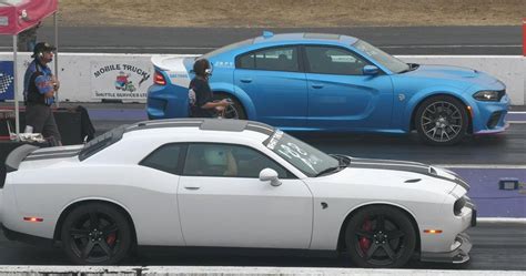 Watch This Hellcat Vs Hellcat Drag Race Between Charger Daytona And Challenger