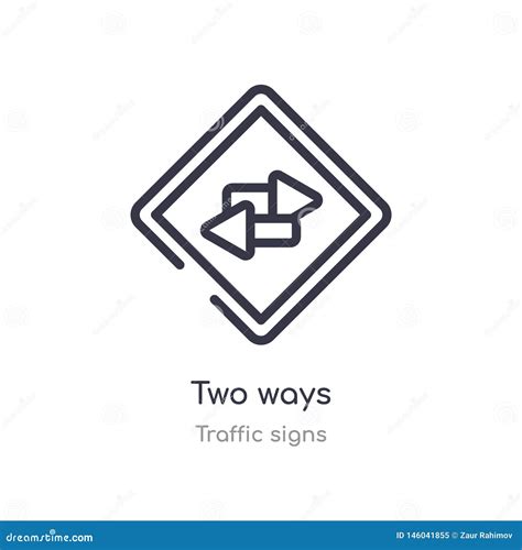 Two Ways Outline Icon Isolated Line Vector Illustration From Traffic