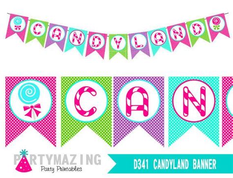 Candyland Banner Printable Banner DIY Table Decoration, Candy Shop ...