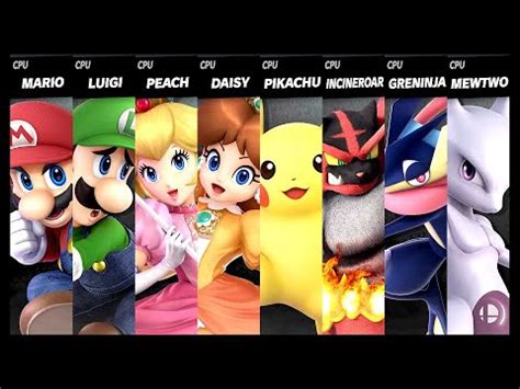 Mario VS Luigi VS Peach VS Daisy VS Pikachu VS Incineroar VS Greninja