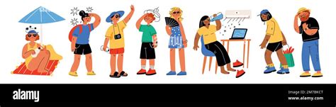 People Suffer From Heat Global Warming Weather Hot Temperature Sunstroke Probability