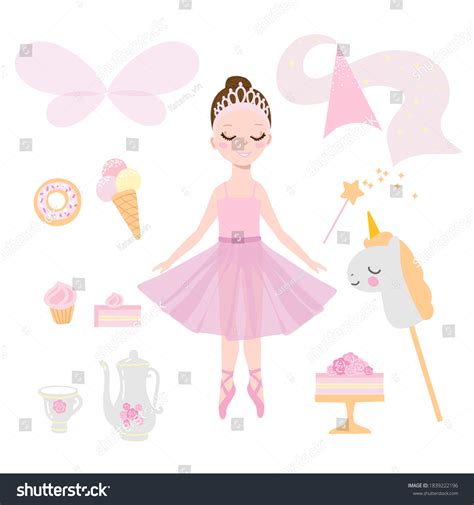 Little Ballerina Pink Fairy Costume Set Stock Vector (Royalty Free