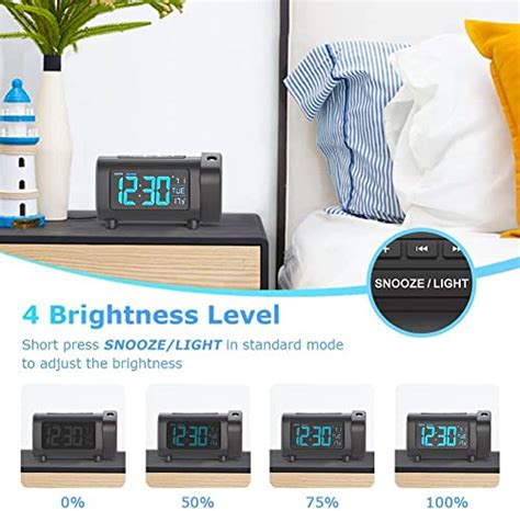 Liorque Projection Alarm Clock For Bedroom Radio Alarm Clock With