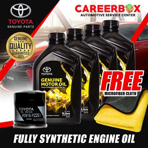 Toyota Fully Synthetic Engine Oil Sn Cf W With Oil Filter And Drain