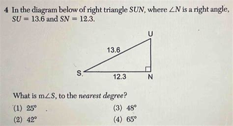 Solved In The Diagram Below Of Right Triangle Sun Where Algebra