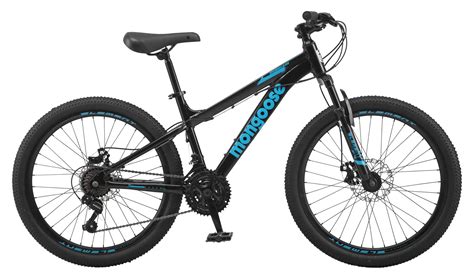 24 Mongoose Durham Unisex Mountain Bike Black 21 Speeds Ages 12