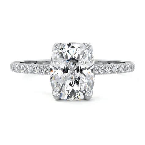 Bow Jewelry 1.9 Ct Cushion Cut Moissanite Ring - 14K White Gold Plated