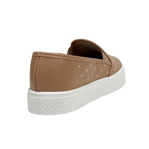 Tênis Moleca Slip On Plataforma Nude Marina Bia Calçados