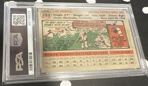 PSA 4 VG EX 1956 TOPPS LUIS APARICIO 292 WHITE SOX ROOKIE CARD HOF EBay