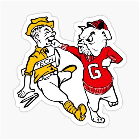 "Georgia Mascot vs. GA Tech Engineer" Sticker for Sale by Osprey34 ...