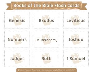 Books Of The Bible Printable Flash Cards