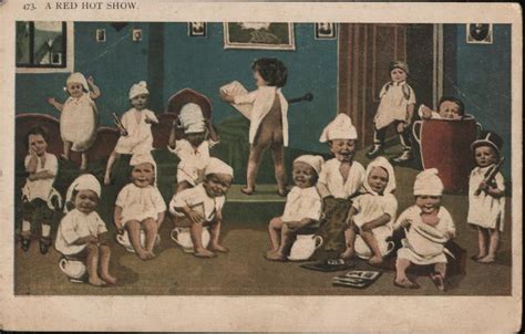 A Red Hot Show Multiple Babies On Pots 19th Century French Postcard Postcard