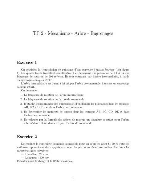 Pdf Tp M Canisme Arbre Engrenages Tp M Canisme Arbre