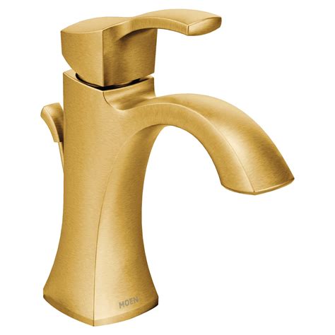 Moen Voss Brushed Gold One Handle High Arc Bathroom Faucet With Drain Assembly For Single Hole