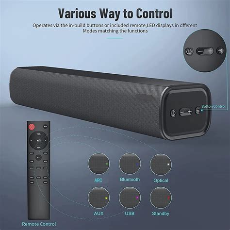 Саундбар, 60 W, HiFi, Bluetooth, USB, метален, 3D съраунд звук, черен ...