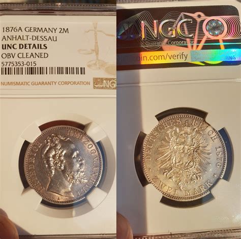 Mark Anhalt Jaeger Ngc Unc Bankfrisch Avers Leicht Gereinigt