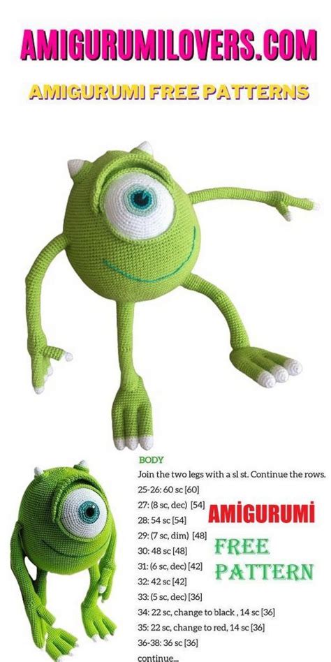 Amigurumi Mike Wazowski Free Crochet Pattern Create Your Own Adorable