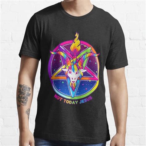 Not Today Jesus Rainbow Baphomet Pentagram Sigil Satanic T Shirt For