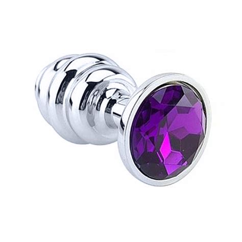 Plug Anal Joia em Aço Colméia Tamanho P Roxo Sex Shop Loja do Prazer