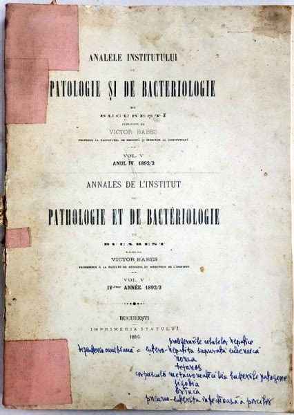 ANALELE INSTITUTULUI DE PATOLOGIE SI DE BACTERIOLOGIE DIN BUCURESTI