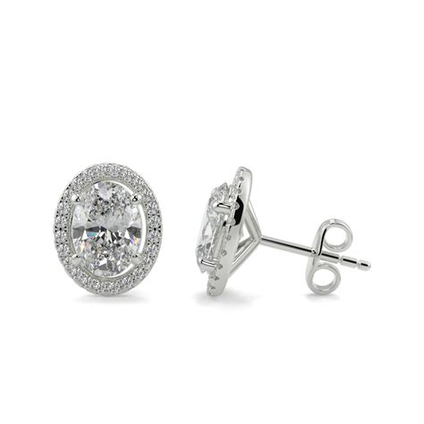 Halo Diamond Earrings - JCO3127-OV-Plat