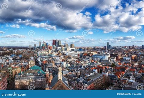hague city skyline  urban skycrapers stock image image