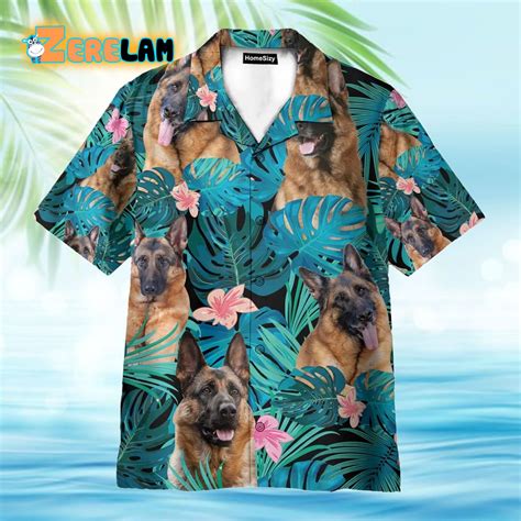 German Shepherd Dog Tropical Leaves Hawaiian Shirt - Zerelam