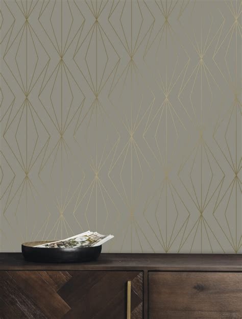 Golden Lines Wallpaper Taupe Gold 2 Trake Sorum Design