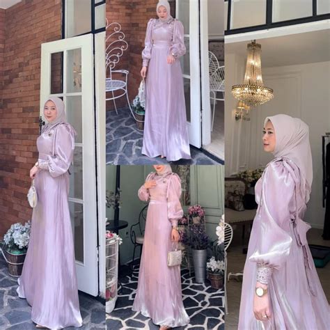 Jual Vallina Outfit Anabelle Maxy Dress Gamis Shimmer Pearls Modern