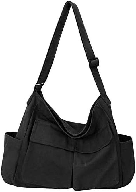 Canvas Messenger Bag Hobo Shoulder Bag Crossbody Bag With Multiple Pockets Large Tote Bag