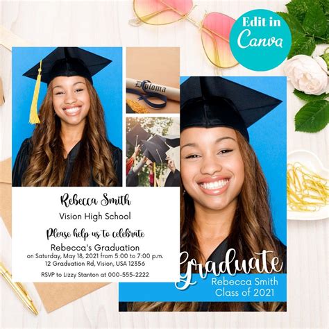 Graduation Invitation Customizable Invitation Graduation Invitation