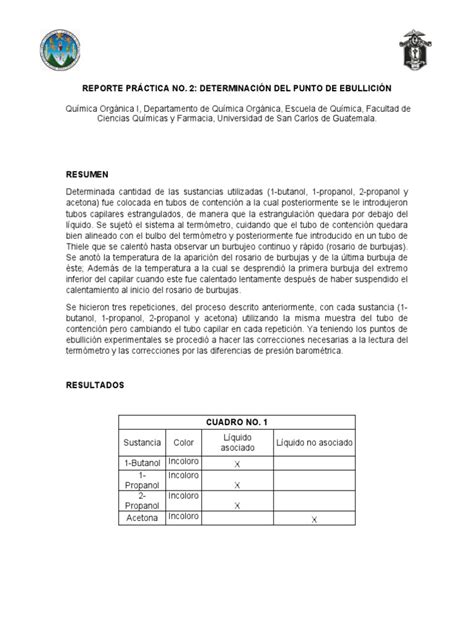 Reporte 2 Orga Descargar Gratis Pdf Líquidos Temperatura